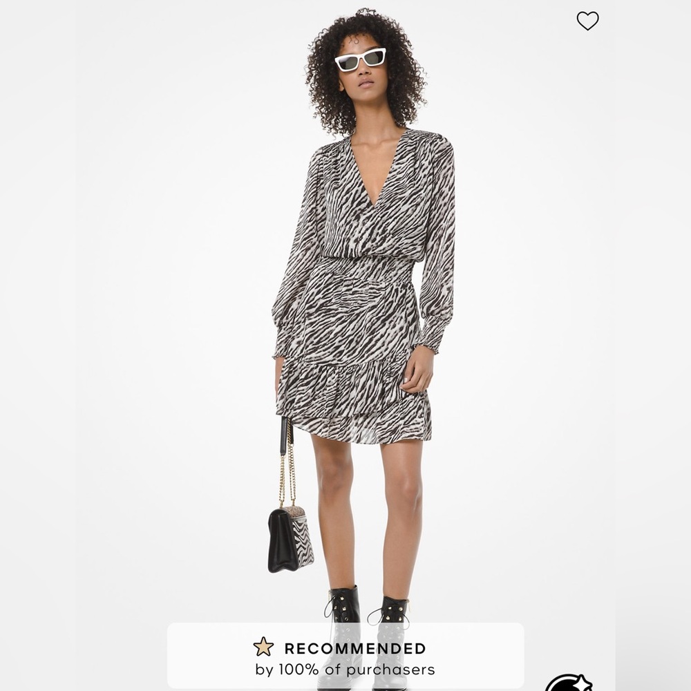 MICHAEL Michael Kors Zebra Print Georgette Long Sleeve Dress